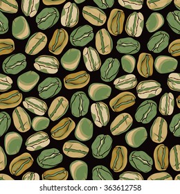 Seamless background with green coffee beans