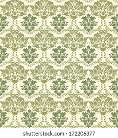 Seamless background of green color in the style of baroque 