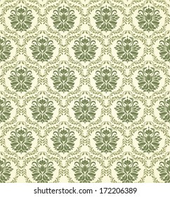 Seamless background of green color in the style of baroque 