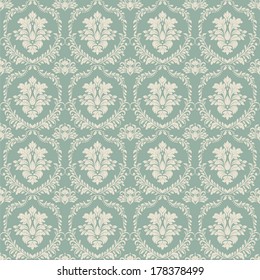 Seamless background of green color in the style of baroque 