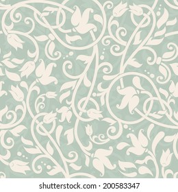 Seamless background of green color in the style of baroque 