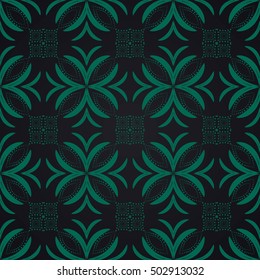 Seamless background of green color in the style of Damask