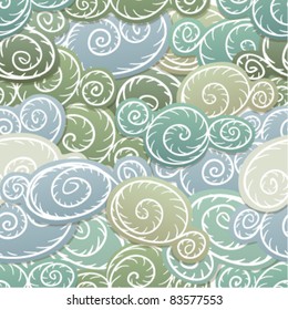 Seamless background of green curled abstract clouds
