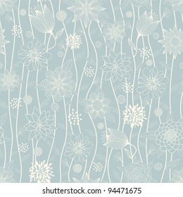 Seamless background with green flowers
