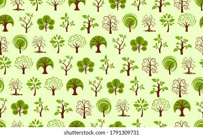 Seamless background with green forest.