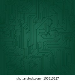 Seamless background of green in the form of printed circuit board