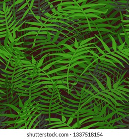 Seamless background of green grass and branches. Vector.