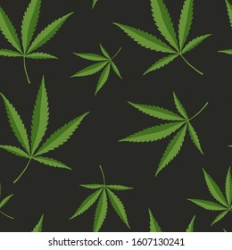 Seamless background of green hemp. Can be used for gift paper, postcards, invitations, advertising, web design.