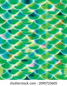 Seamless background green holographic fish scales, mermaid scales. Magic gasoline color pattern, texture for wallpaper, fabric, textile, gift paper, banner