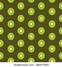 Seamless background with green kiwi. Vector illustration.