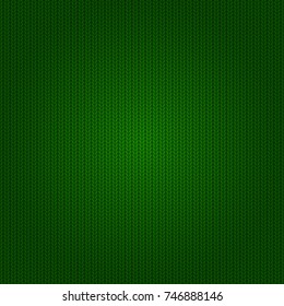 Seamless background of a green knitted pattern, illustration.