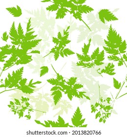 Seamless background green leaves. Print for fabric. Vector illustration