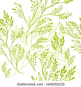 The seamless background is green leaves. Vector