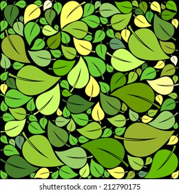 seamless background with green leaves. Vector illustration. 