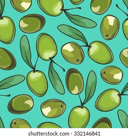 seamless background with green olives