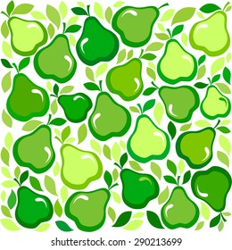 Seamless background with green pears. Vector Illustration