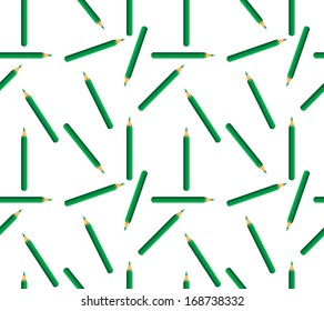 Seamless background of green pencils. Vector illustration
