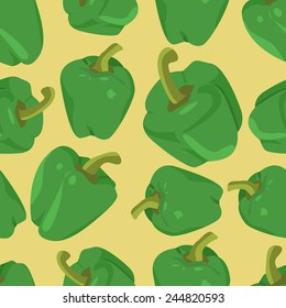 Seamless background with green peppers  in flat design