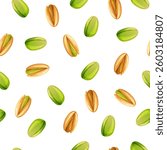 Seamless background with green pistachio nuts