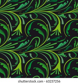 Seamless background with green plants. Vector illustration