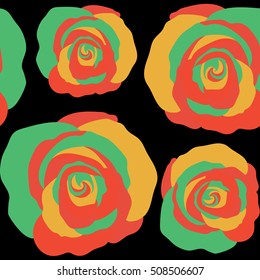 Seamless background in green roses. Vector seamless background with colored spots.