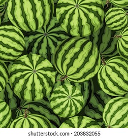 Seamless background with green watermelons. Vector illustration.