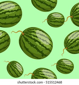 Seamless background with green watermelons. Vector illustration
