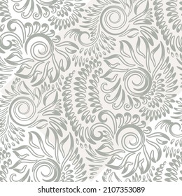 Seamless  background with grey baroque pattern. Vector retro illustration. Ideal for printing on fabric or paper.