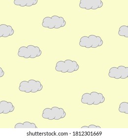 Seamless background with grey clouds on light-yellow fond
