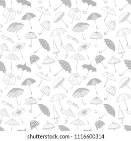 Seamless background with grey umbrellas. Can be used for wallpaper, pattern fills, textile, web page background, surface textures