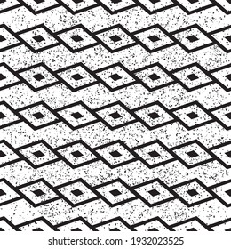Seamless background with grunge black rhombuses
