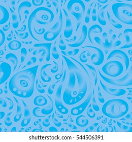 Seamless background, grunge style. Vector illustration. Blue damask paisley wallpaper.