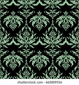 Seamless background, grunge style. Vector illustration. Neutral damask paisley wallpaper.