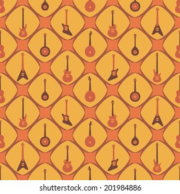 Seamless background with guitars
