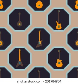 Seamless background with guitars