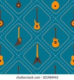 Seamless background with guitars