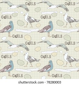 seamless background with gulls