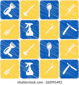 Seamless background with hairdressing supplies