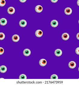 Seamless background for halloween with eyeballs. Vector graphics.