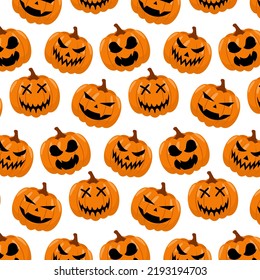 Seamless background of halloween pumpkins for poster banner greeting card vector illustration