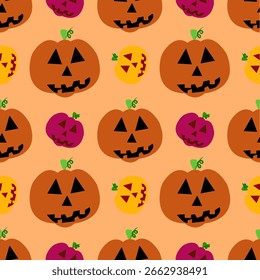 Fondo sin fisuras de calabazas de Halloween para carteles, Anuncios, tarjetas de felicitación.