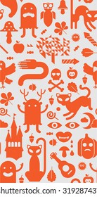 Seamless background with halloween silhouettes.