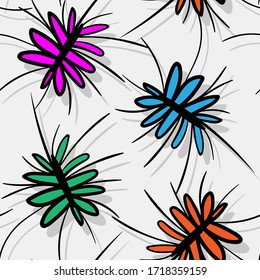 Seamless background with hand draw flowers.