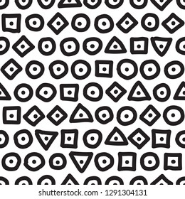 Seamless background with hand drawn abstract figures. Vector pattern can be used for packages, booklets or textile