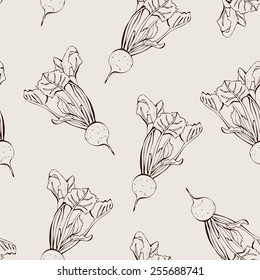 Seamless background with hand drawn beetroot