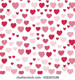 Seamless Background with hand drawn Pink Hearts