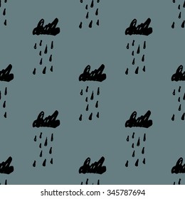 Seamless background with hand drawn rain clouds. Vector doodles.