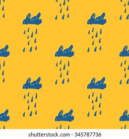 Seamless background with hand drawn rain clouds. Vector doodles.