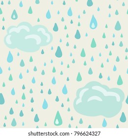 Seamless background with hand drawn rain clouds. Vector doodles. eps-8