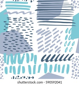Seamless background with hand drawn scribble and spot. Vector illustration.